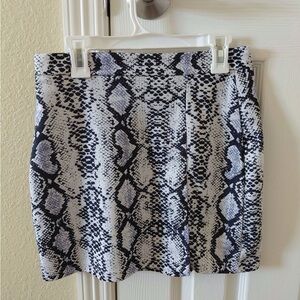 Snake Print Mini Skirt - Black & White